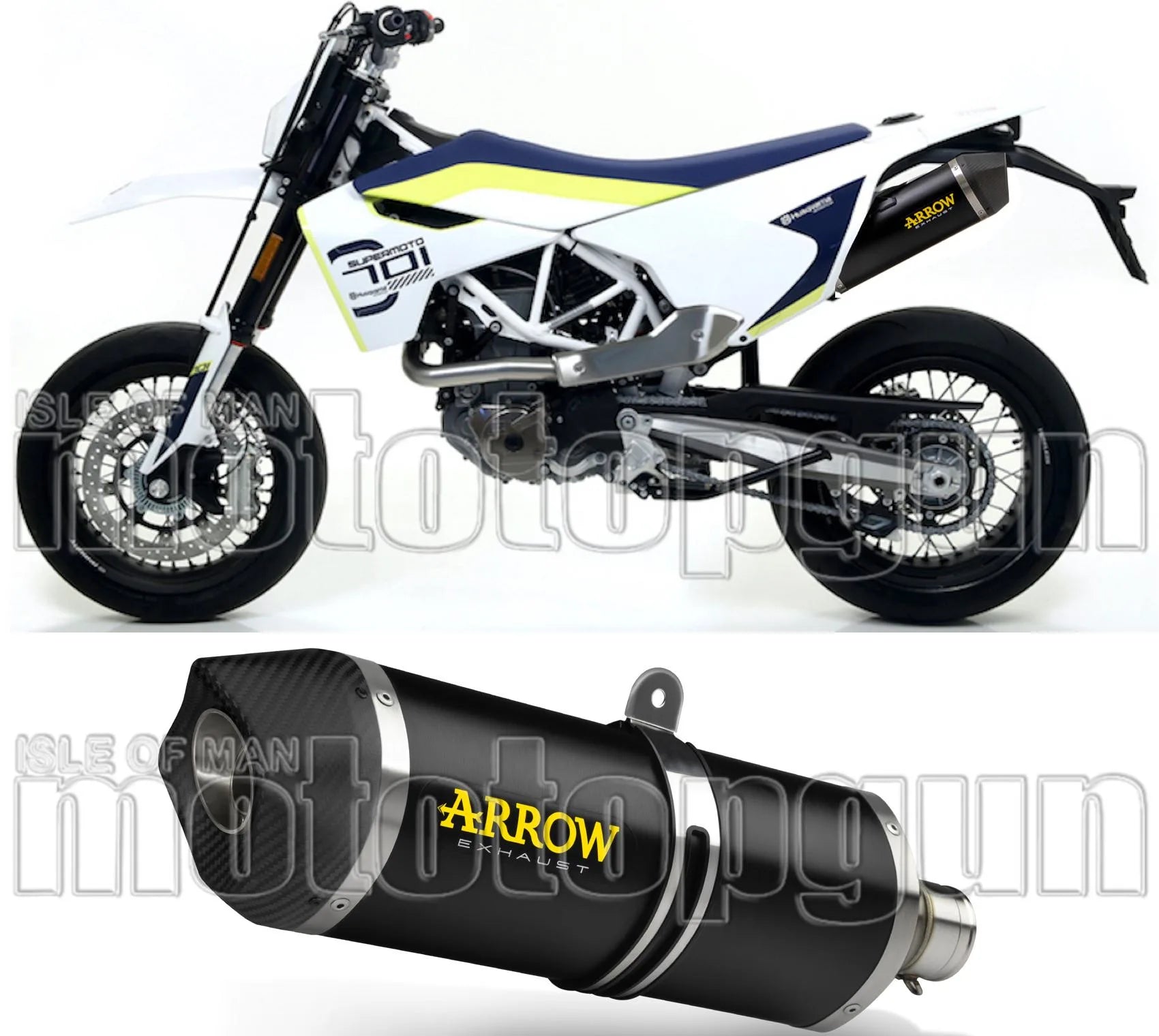 Catalytic Exhaust Tip With Sound Certification Race-Tech Black Aluminium Carbon - Arrow Special Parts Compatible With Husqvarna 701 Enduro (2017-2020)