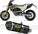 Catalytic Exhaust Tip With Sound Certification Race-Tech Black Aluminium Carbon - Arrow Special Parts Compatible With Husqvarna 701 Supermoto (2021-2024)