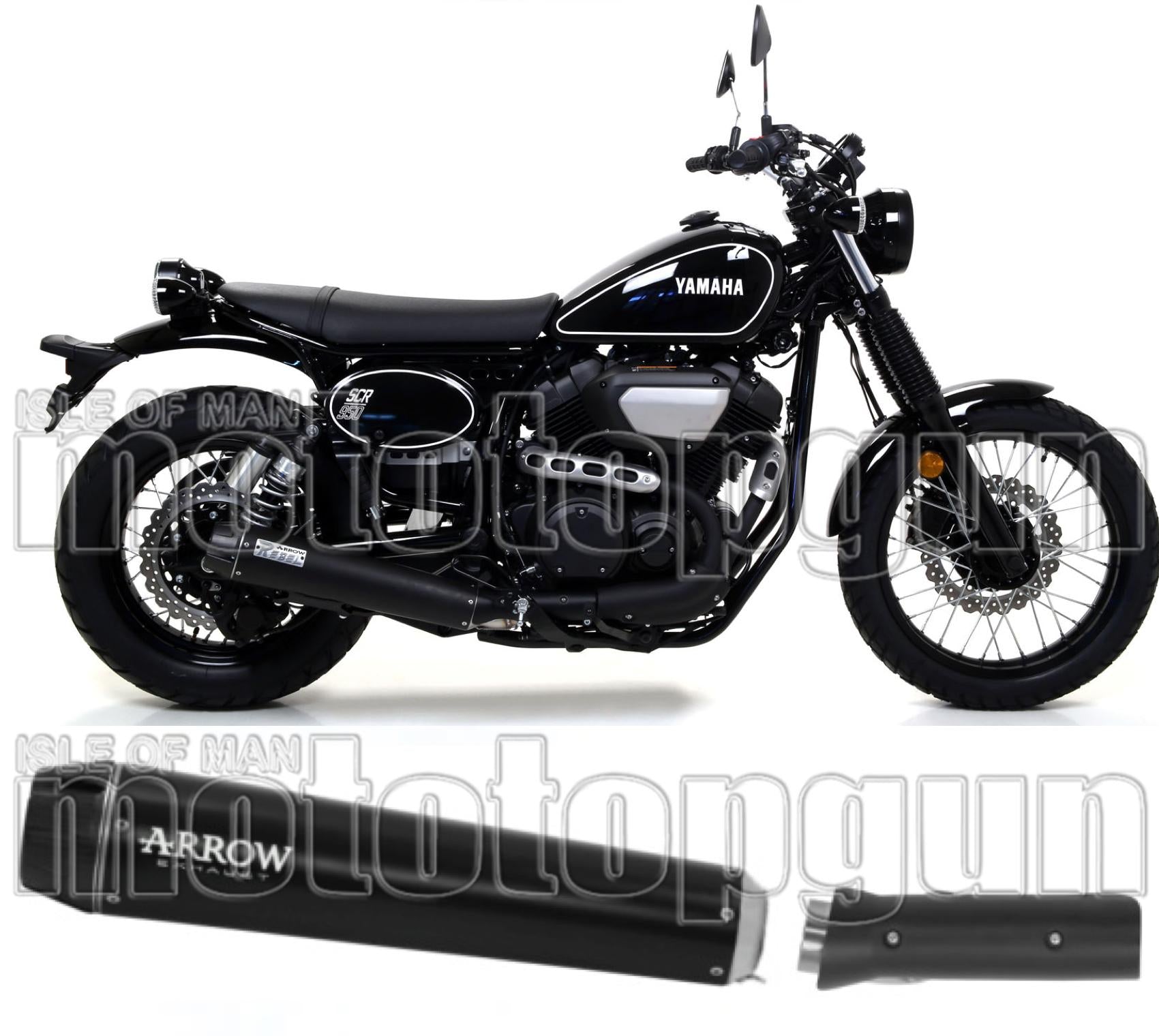 Catalytic Exhaust Tip With Sound Certification Rebel Black Aluminium Carbon - Arrow Special Parts Compatible With Yamaha Scr 950 (2017-2020)