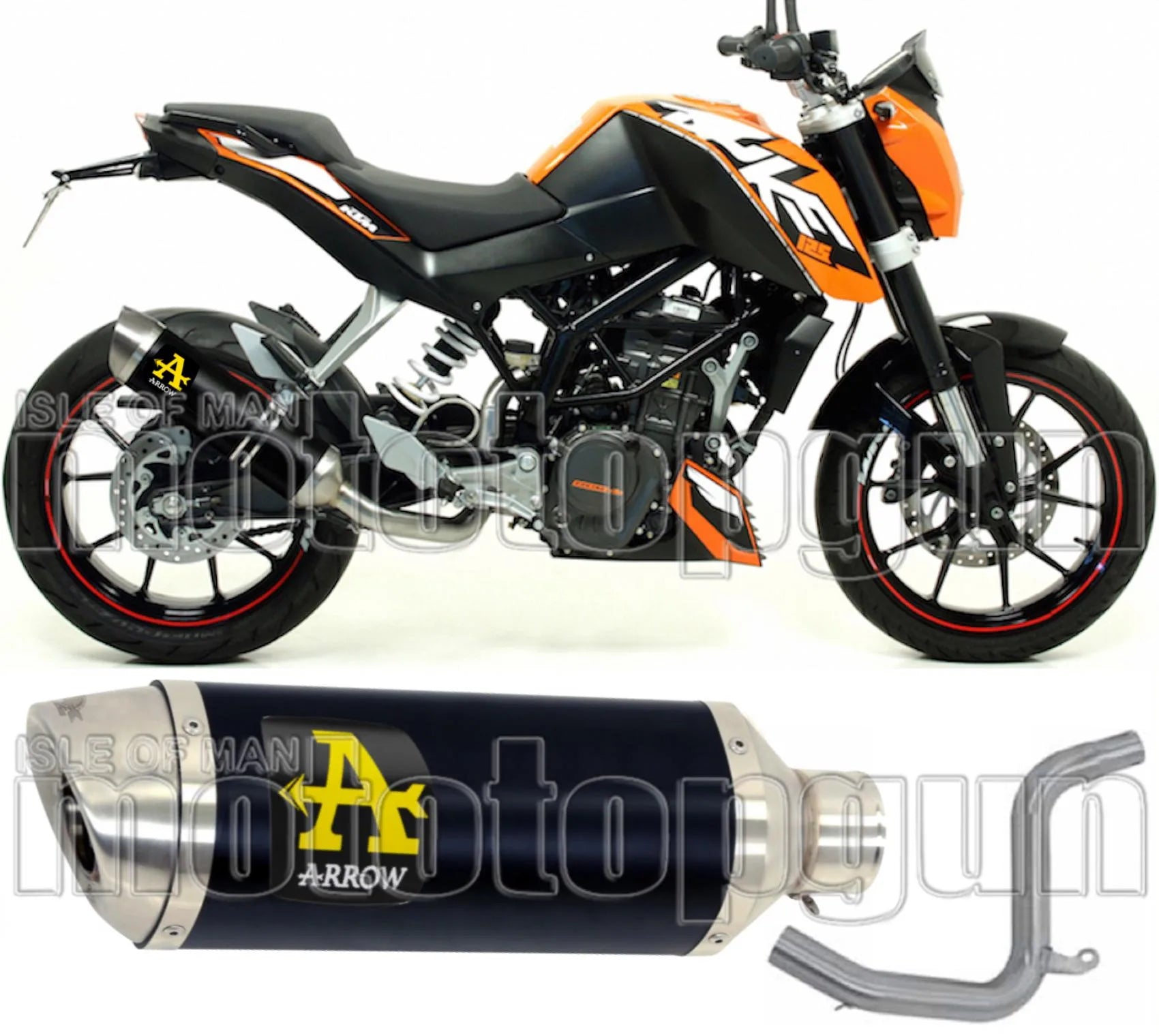 Catalytic Exhaust Tip With Sound Certification Thunder Black Aluminium Stainless Steel - Arrow Special Parts Compatible With Ktm 125 Duke (2011-2016)