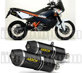 Dual Catalytic Exhaust Tips With Sound Certification Race-Tech Black Aluminium Carbon - Arrow Special Parts Compatible With Ktm 990 Adventure (2006-2014)