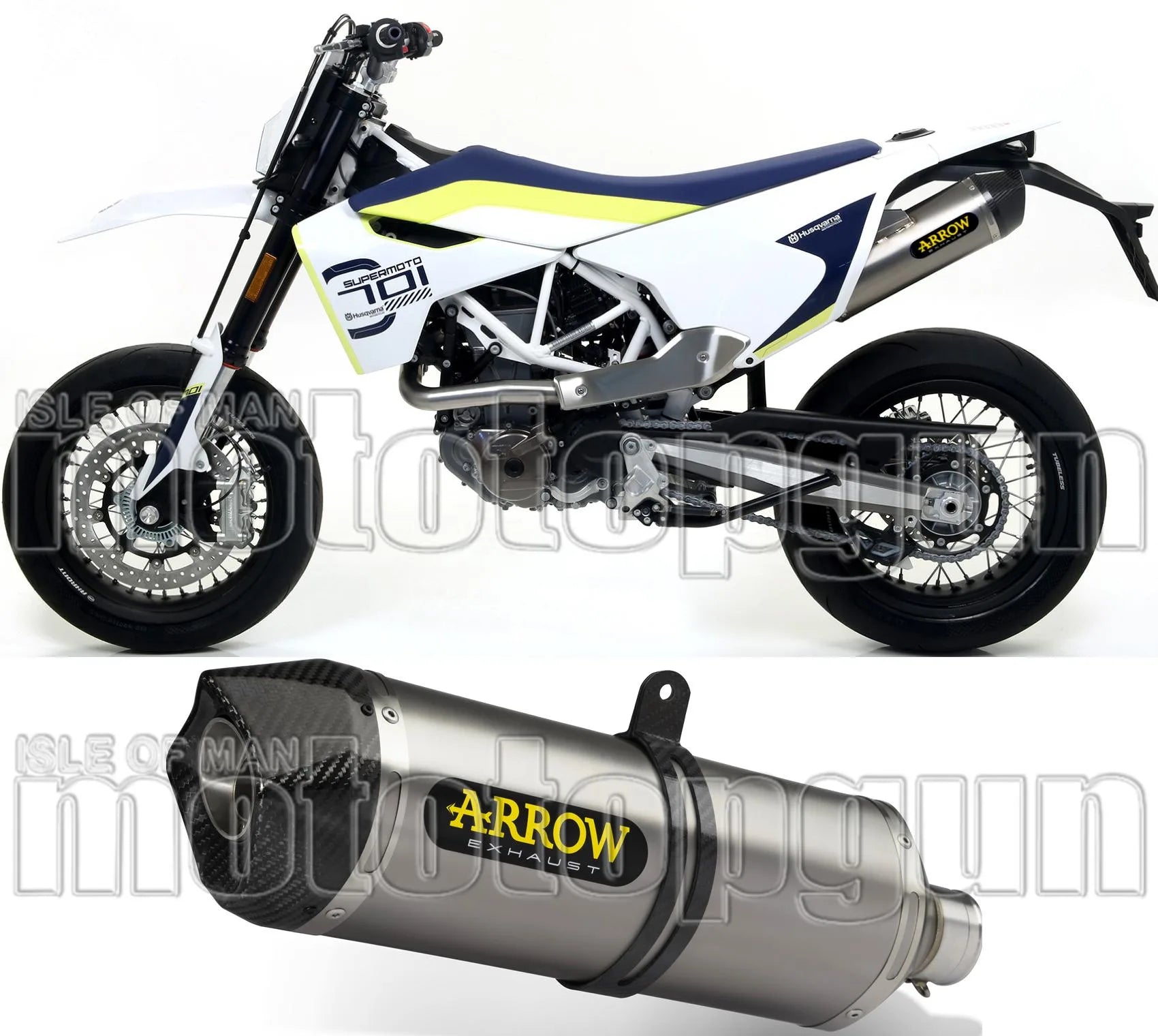 Non-Catalytic Exhaust Tip With Sound Certification Race-Tech Aluminium Carbon - Arrow Special Parts Compatible With Husqvarna 701 Enduro (2017-2020)