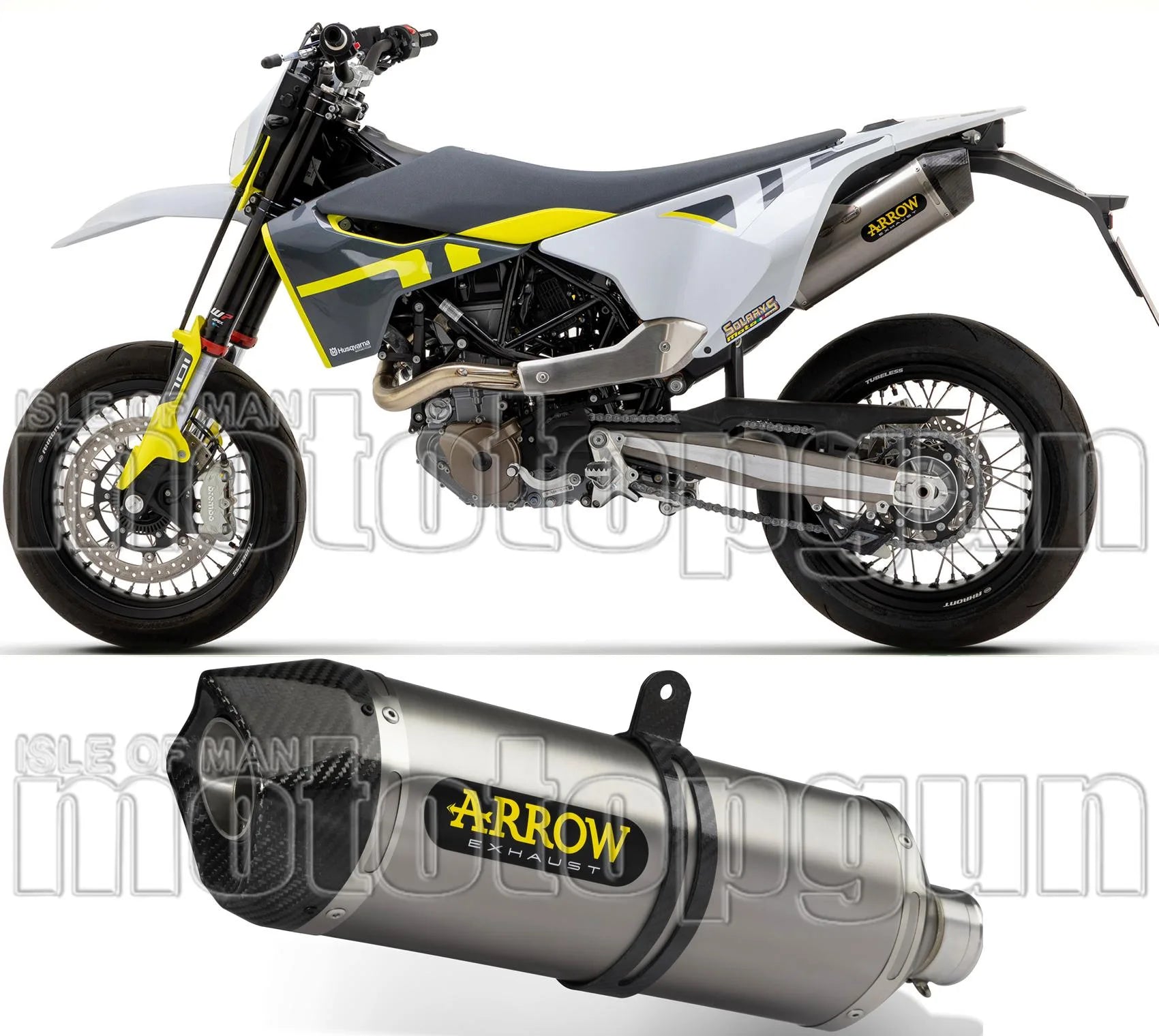 Non-Catalytic Exhaust Tip With Sound Certification Race-Tech Aluminium Carbon - Arrow Special Parts Compatible With Husqvarna 701 Supermoto (2021-2024)