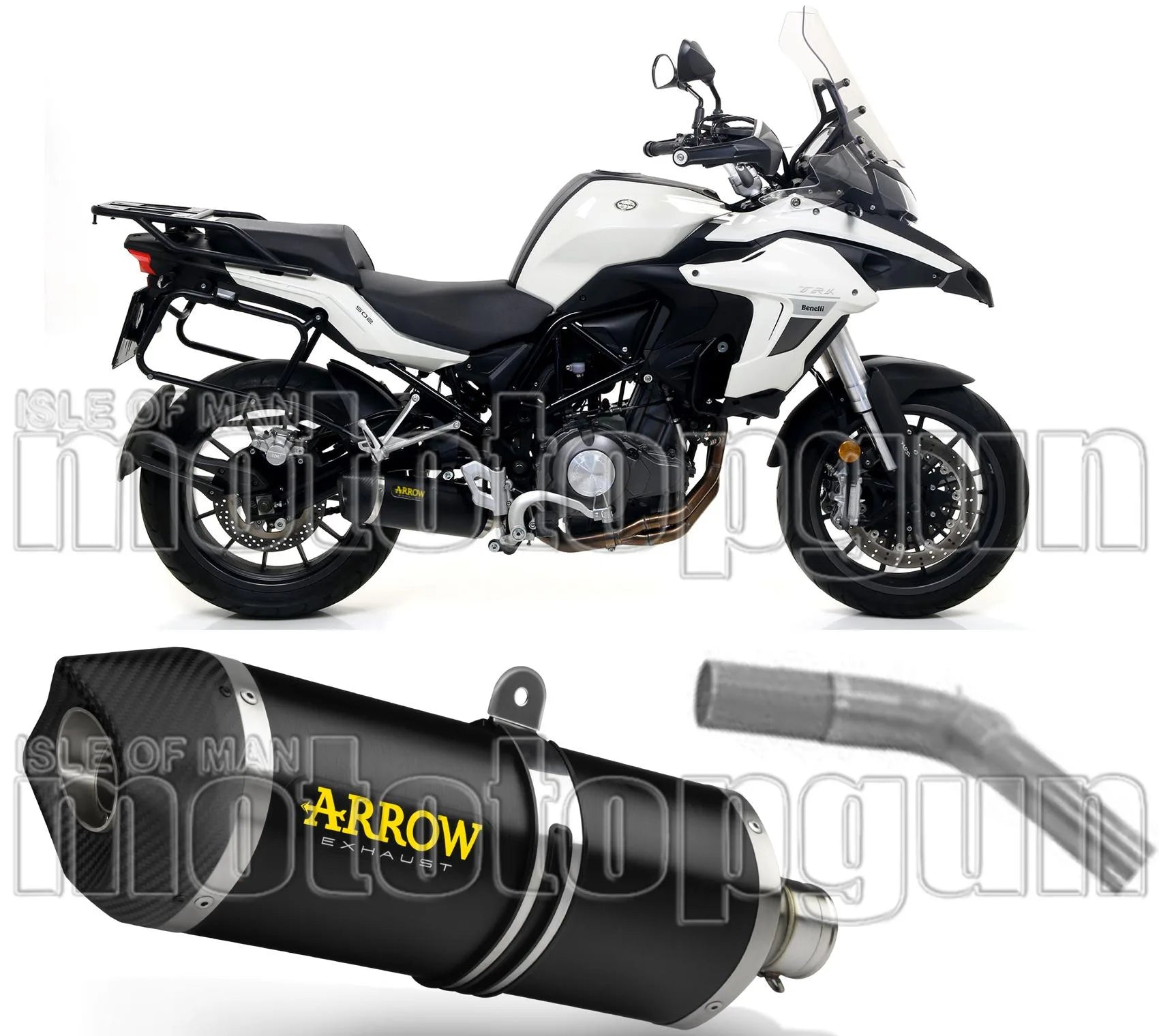 Non-Catalytic Exhaust Tip With Sound Certification Race-Tech Black Aluminium Carbon - Arrow Special Parts Compatible With Benelli Trk 502 (2017-2020)