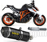 Non-Catalytic Exhaust Tip With Sound Certification Race-Tech Black Aluminium Carbon - Arrow Special Parts Compatible With Ktm Duke 1290 (2017-2019)
