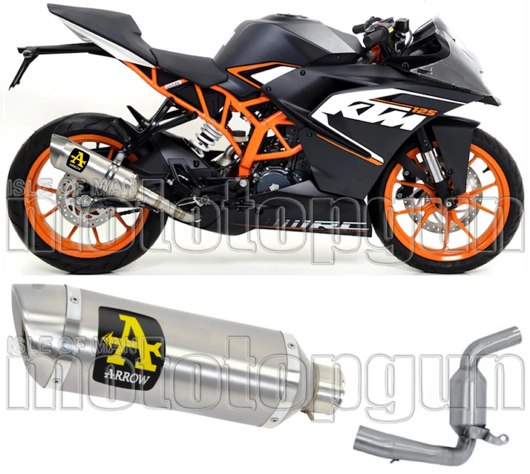 Non-Catalytic Exhaust Tip With Sound Certification Thunder Aluminium Stainless Steel - Arrow Special Parts Compatible With Ktm Rc 125 (2015-2016)