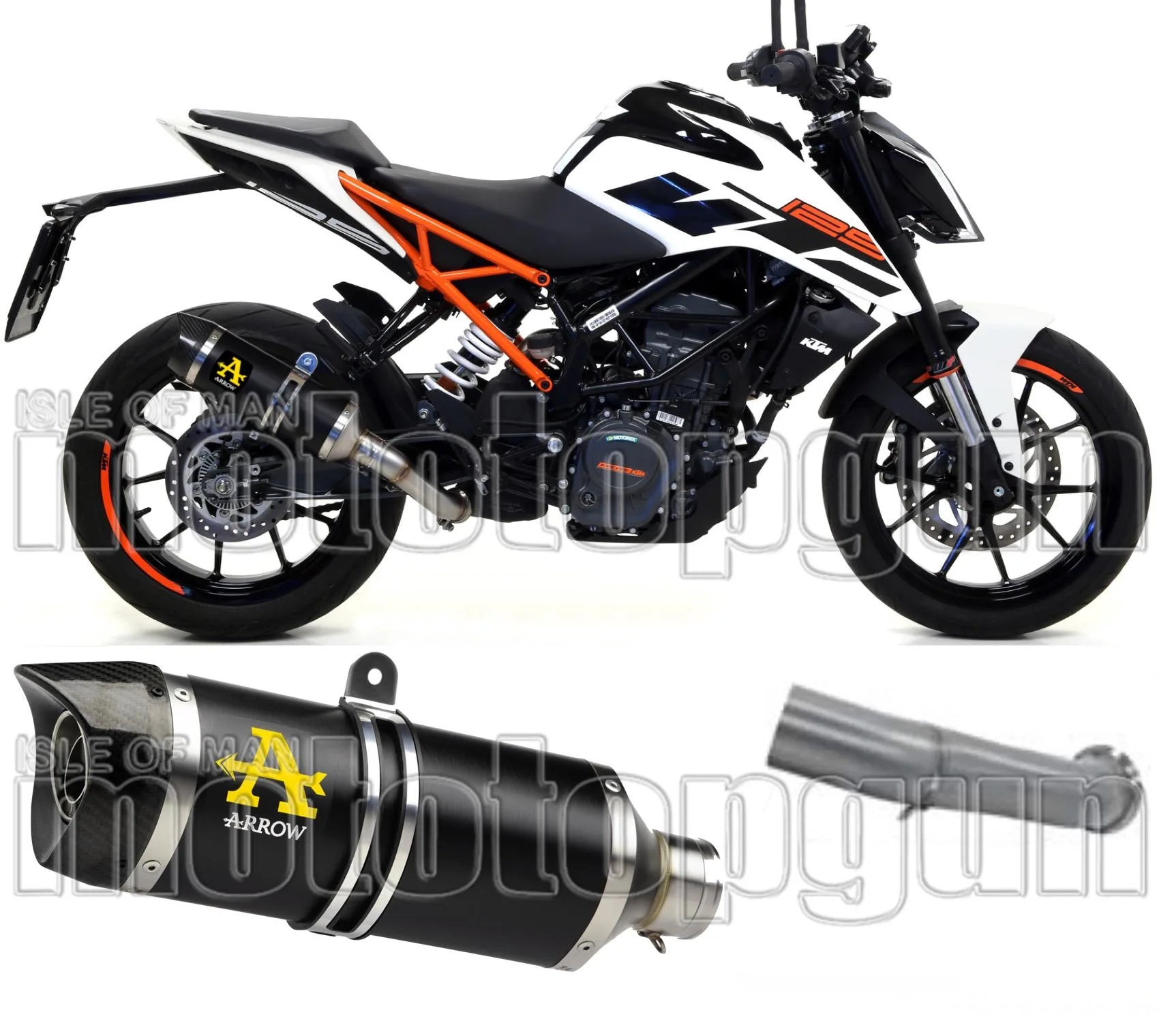 Non-Catalytic Exhaust Tip With Sound Certification Thunder Black Aluminium Carbon - Arrow Special Parts Compatible With Ktm 390 Duke (2017-2020)