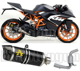 Non-Catalytic Exhaust Tip With Sound Certification Thunder Black Aluminium Carbon - Arrow Special Parts Compatible With Ktm Rc 390 (2015-2016)