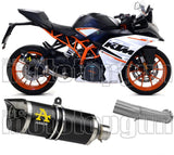 Non-Catalytic Exhaust Tip With Sound Certification Thunder Black Aluminium Carbon - Arrow Special Parts Compatible With Ktm Rc 125 (2017-2020)