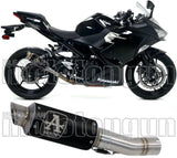 Exhaust Tip With Noise Certification Gp2 Gp-2 Black Nichrom Stainless Steel - Arrow Special Parts Compatible With Kawasaki Ninja 400 (2018-2021)