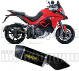 Exhaust Tip With Noise Certification Indy-Race Black Aluminium Carbon - Arrow Special Parts Compatible With Ducati Multistrada 1200 S (2015-2017)