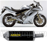 Exhaust Tip With Noise Certification Maxi Race-Tech Black Aluminium Stainless Steel - Arrow Special Parts Compatible With Kawasaki Versys 650 (2007-2014)