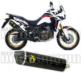 Exhaust Tip With Noise Certification Maxi Race-Tech Black Aluminium Carbon - Arrow Special Parts Compatible With Honda Crf 1000 L Africa Twin Adventure Sports (2018-2019)