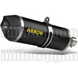 Exhaust Tip With Noise Certification Race-Tech Black Aluminium Carbon - Arrow Special Parts Compatible With Kawasaki Z 400 (2019-2020)
