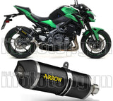 Exhaust Tip With Noise Certification Race-Tech Black Aluminium Carbon - Arrow Special Parts Compatible With Kawasaki Z 900 E (2017-2018)