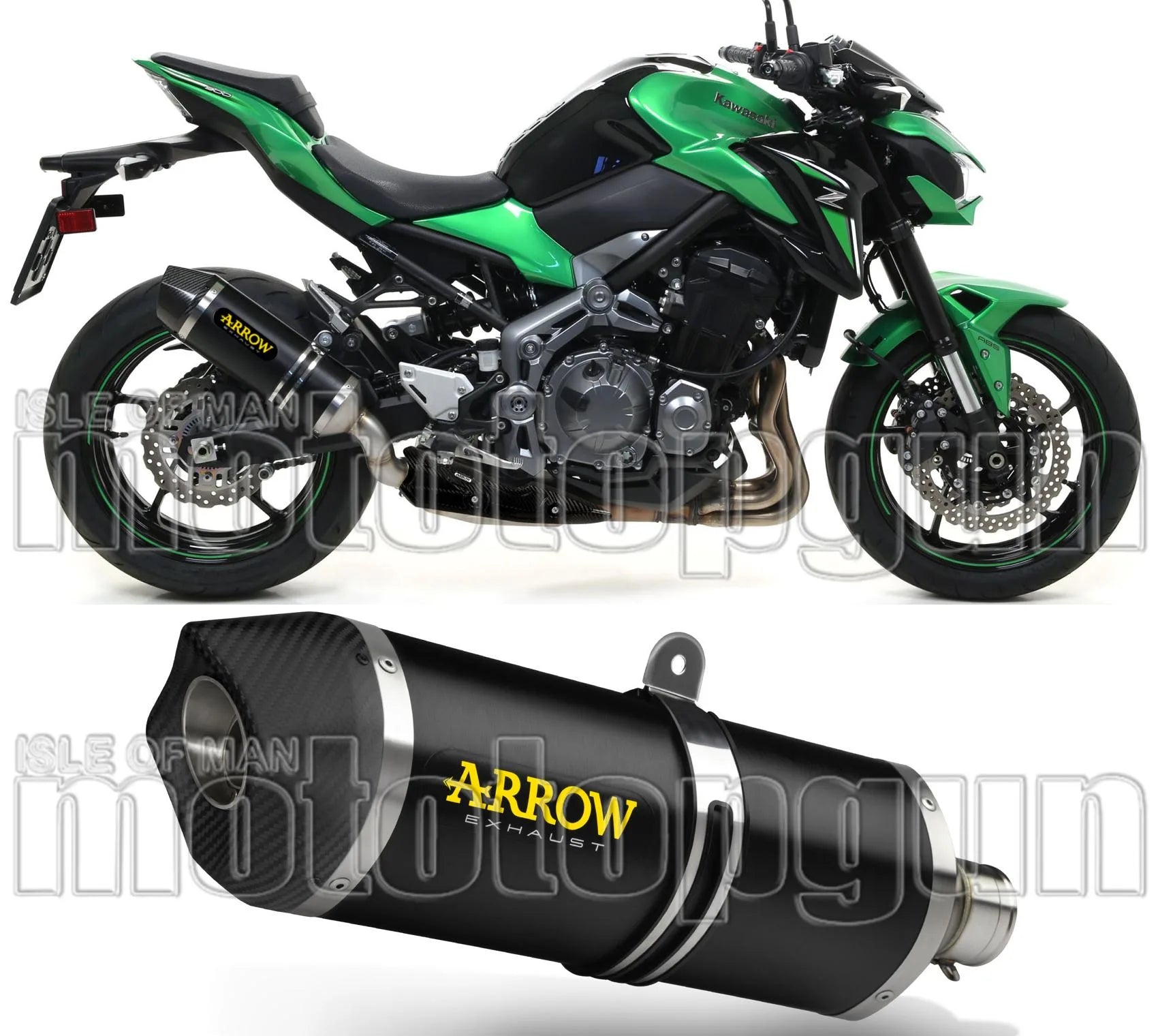Exhaust Tip With Noise Certification Race-Tech Black Aluminium Carbon - Arrow Special Parts Compatible With Kawasaki Z 900 A2 (2019-2024)
