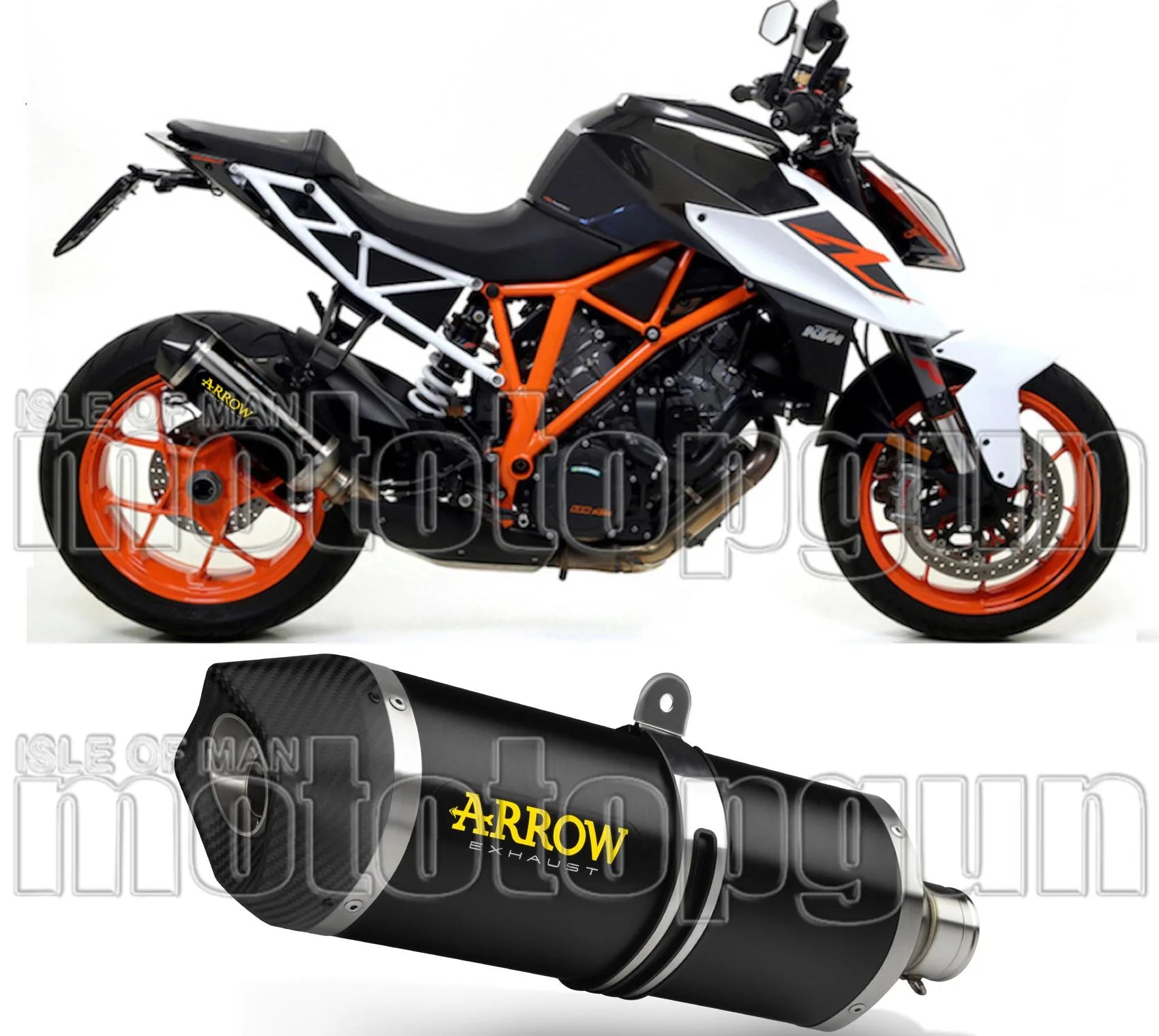 Exhaust Tip With Noise Certification Race-Tech Black Aluminium Carbon - Arrow Special Parts Compatible With Ktm 1290 Superduke Gt (2017-2024)