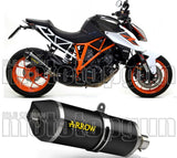 Exhaust Tip With Noise Certification Race-Tech Black Aluminium Carbon - Arrow Special Parts Compatible With Ktm 1290 Superduke Gt (2017-2021)