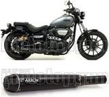 Exhaust Tip With Noise Certification Rebel Black Aluminium Carbon - Arrow Special Parts Compatible With Yamaha Xv 950 R (2014-2016)