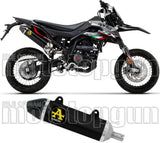Exhaust Tip With Noise Certification Thunder Black Aluminium Carbon - Arrow Special Parts Compatible With Malaguti Xtm 125 4T (2019-2020)