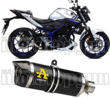 Exhaust Tip With Noise Certification Thunder Black Aluminium Carbon - Arrow Special Parts Compatible With Yamaha Mt-03 (2016-2017)