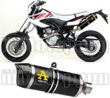Exhaust Tip With Noise Certification Thunder Black Aluminium Carbon - Arrow Special Parts Compatible With Yamaha Wr 125 R (2009-2016)