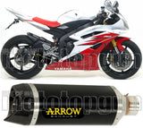 Exhaust Tip With Noise Certification Thunder Black Aluminium Carbon - Arrow Special Parts Compatible With Yamaha Yzf 600 R6 (2006-2007)