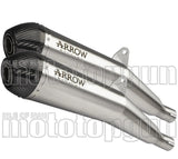 Dual Exhaust System With Sound Certification Pro-Racing Nichrom Carbon - Arrow Special Parts Compatible With Triumph Thruxton 1200 (2016-2020)