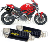 Dual Exhaust System With Sound Certification Thunder Black Aluminium Stainless Steel - Arrow Special Parts Compatible With Ducati Monster 696 (2008-2014)