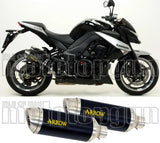 Dual Exhaust System With Sound Certification Thunder Black Aluminium Stainless Steel - Arrow Special Parts Compatible With Kawasaki Z 1000 (2014-2016)
