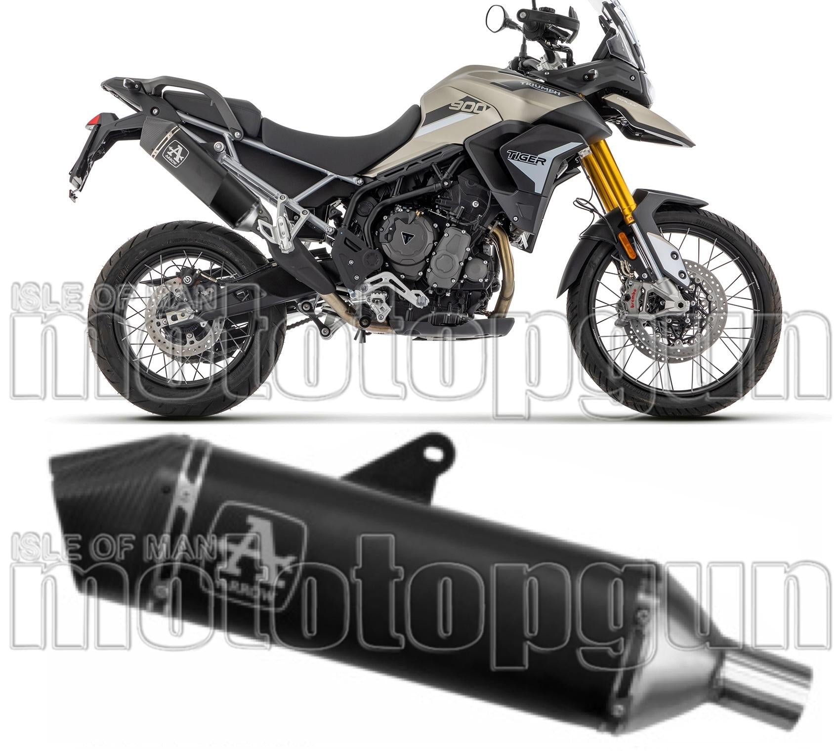 Exhaust Tip With Noise Certification Veloce Black Aluminium Carbon - Arrow Special Parts Compatible With Triumph Tiger 850 (2020-2024)