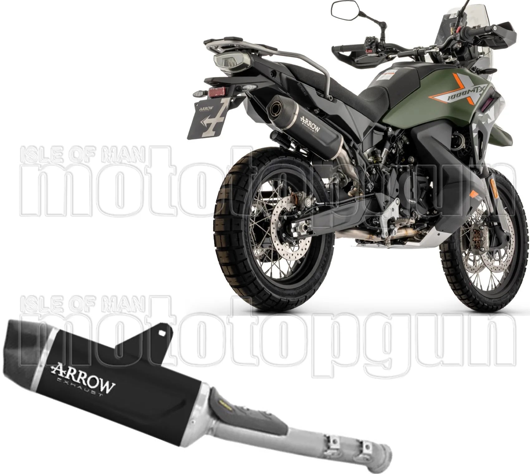 Exhaust Tip With Noise Certification Indy-Race Evo Black Aluminium Body And Carbon Cap - Arrow Special Parts Compatible With Cfmoto 1000 Mt-X (2026)
