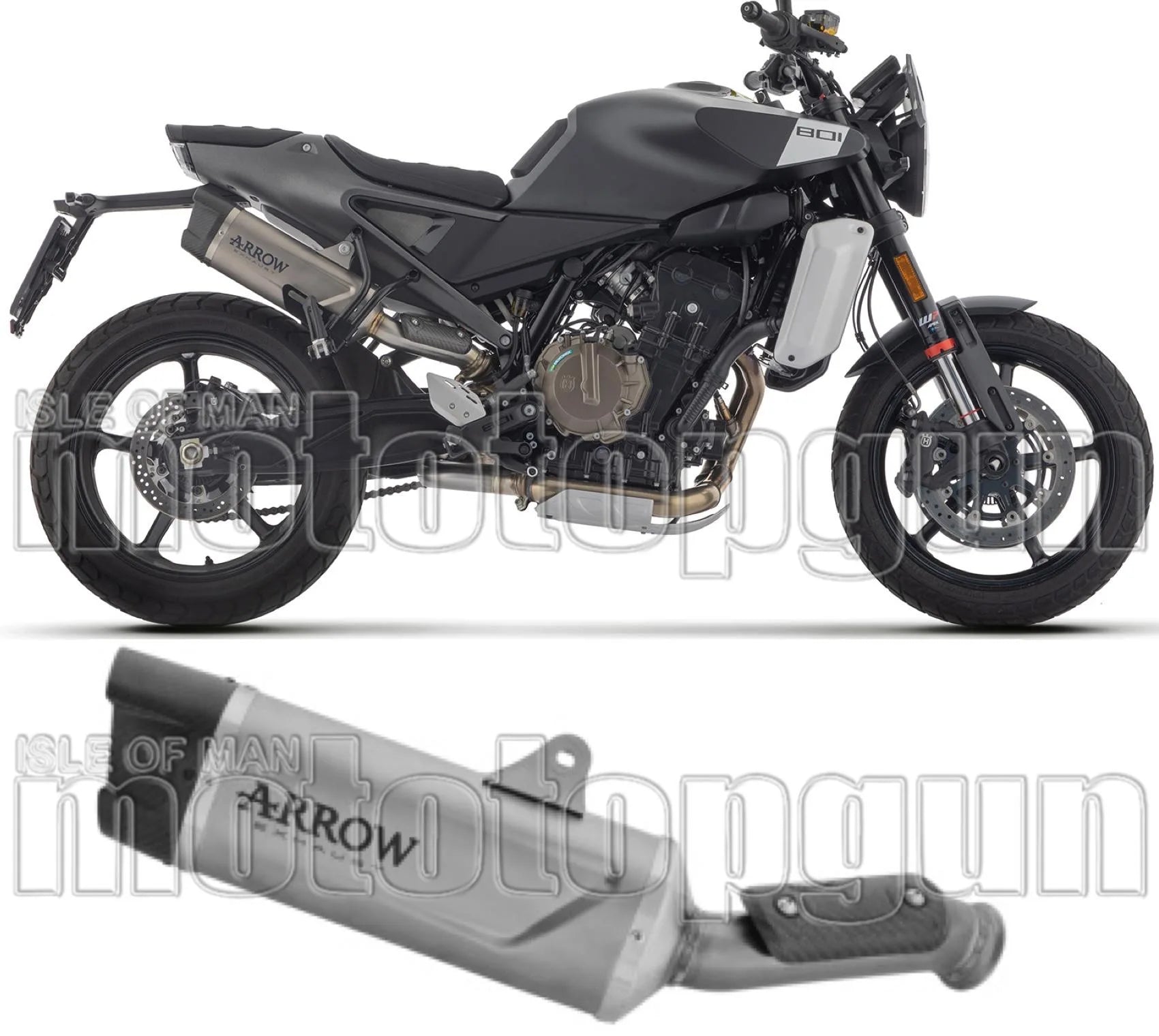 Exhaust Tip With Noise Certification Indy-Race Evo Titanium Carbon - Arrow Special Parts Compatible With Husqvarna Svartpilen 801 (2024-2025)