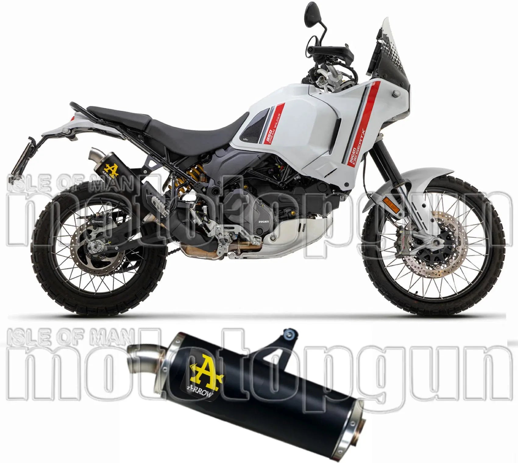 Exhaust Tip With Noise Certification Indy-Race Black Aluminium Stainless Steel - Arrow Special Parts Compatible With Ducati Desert-X 950 (2022-2025)