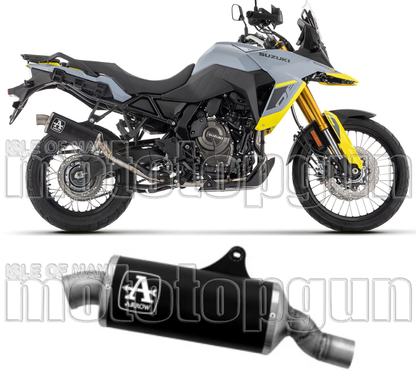 Exhaust Tip With Noise Certification Indy-Race Black Aluminium Stainless Steel - Arrow Special Parts Compatible With Suzuki V-Strom 800 De (2023-2024)