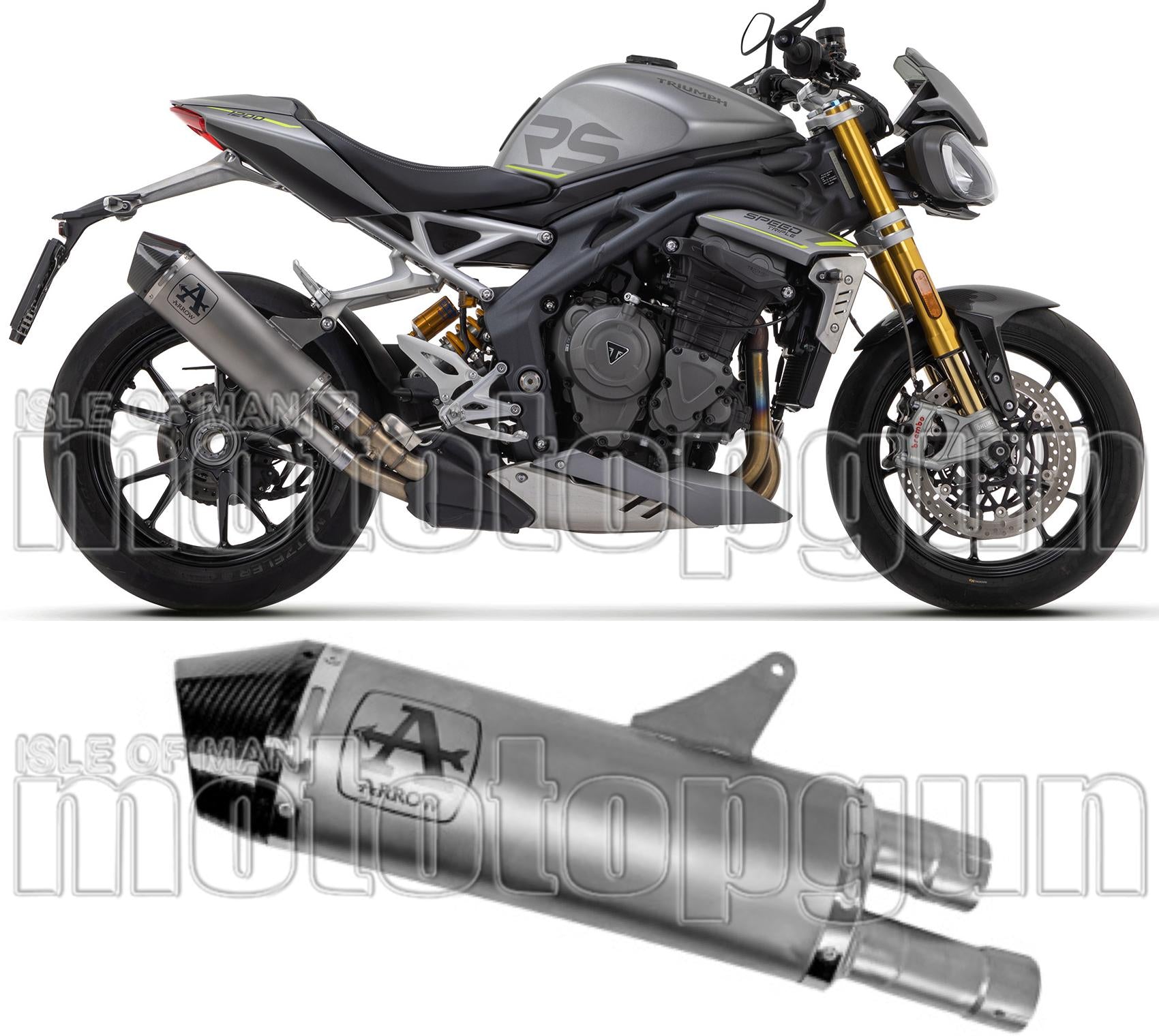 Exhaust Tip With Noise Certification Race-Tech Titanium Carbon - Arrow Special Parts Compatible With Triumph Speed Triple 1200 Rs (2021-2024)