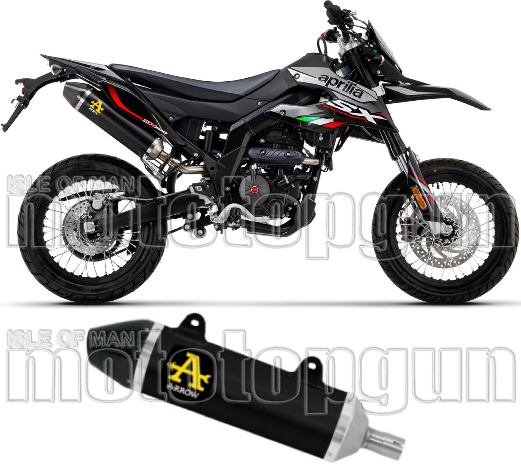 Exhaust Tip With Noise Certification Thunder Black Aluminium Carbon - Arrow Special Parts Compatible With Aprilia Rx - Sx 125 (2021-2024)