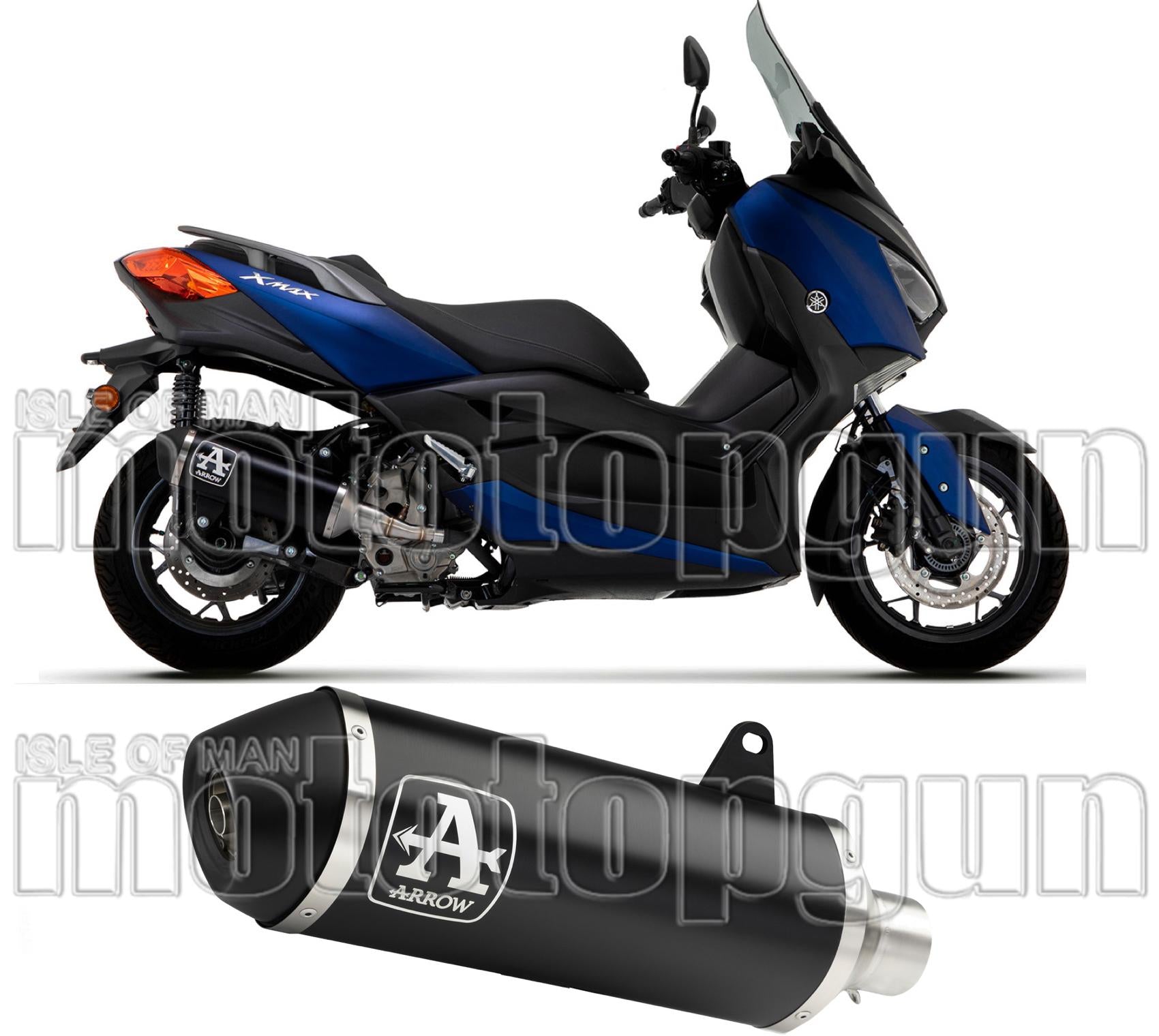 Catalytic Exhaust Tip With Sound Certification Urban Black Aluminium Stainless Steel Black - Arrow Special Parts Compatible With Yamaha X-Max 300 (2021-2024)