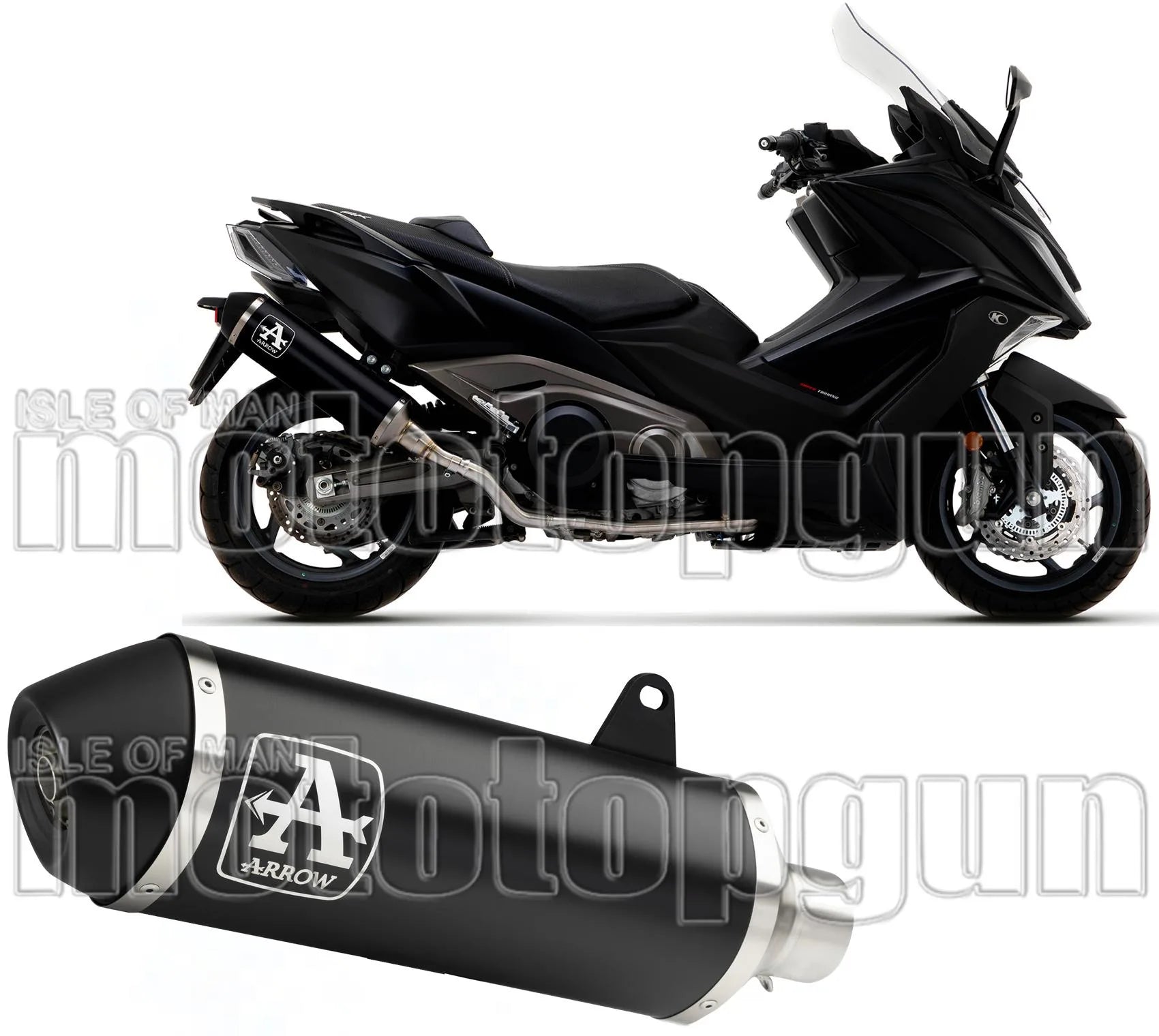 Exhaust Tip With Noise Certification Urban Black Aluminium Carbon - Arrow Special Parts Compatible With Kymco Ak 550 (2021-2026)