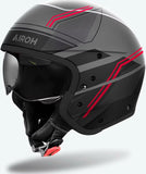 Urban Motorcycle Helmet Airoh J 110 - J1S55 Composite Carbon Matte Red Slim Size Xs
