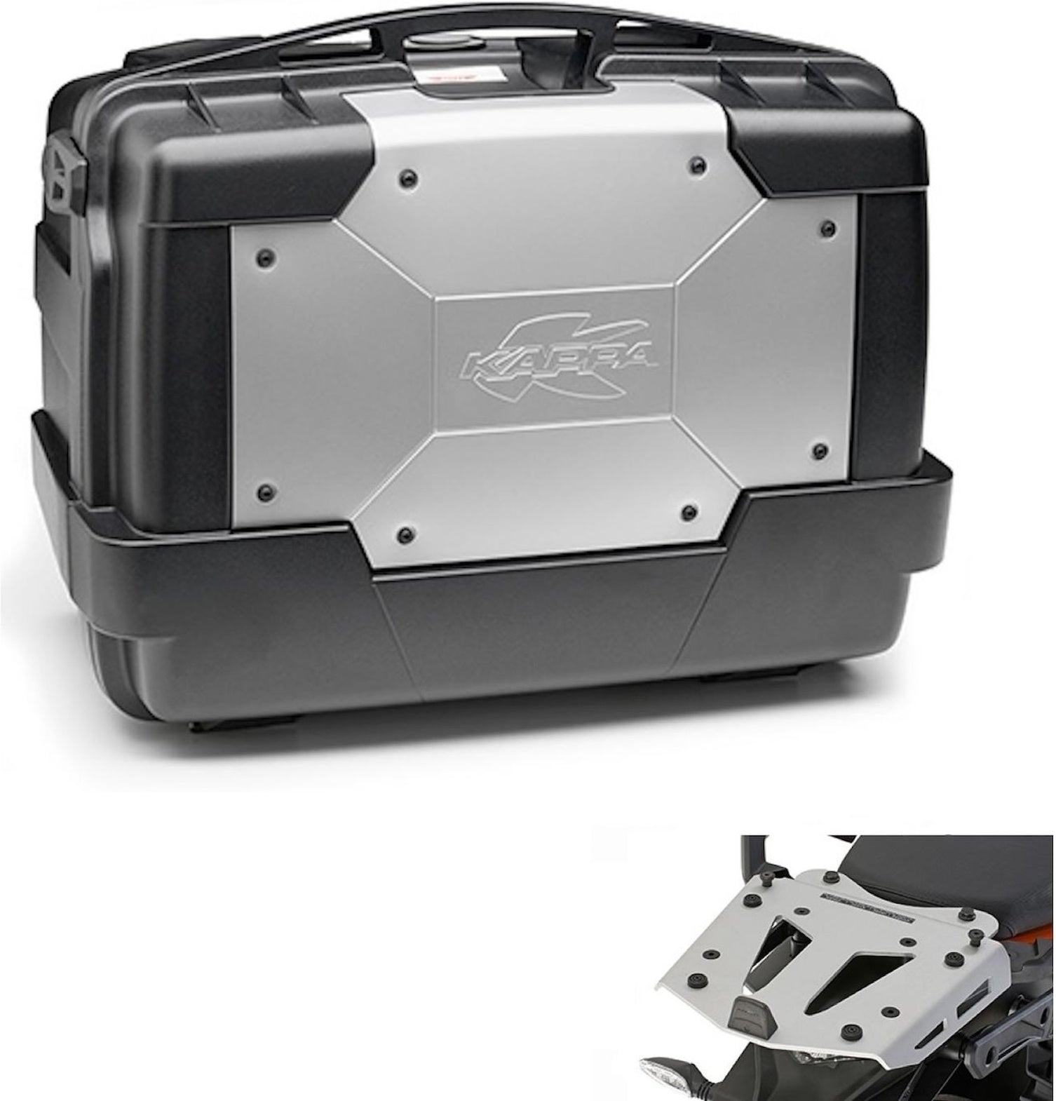 Top Case Kgr46 + Rear Rack Aluminium Garda - Kappa Moto Compatible With Triumph Tiger 800 Xc - Xr (2011-2017)