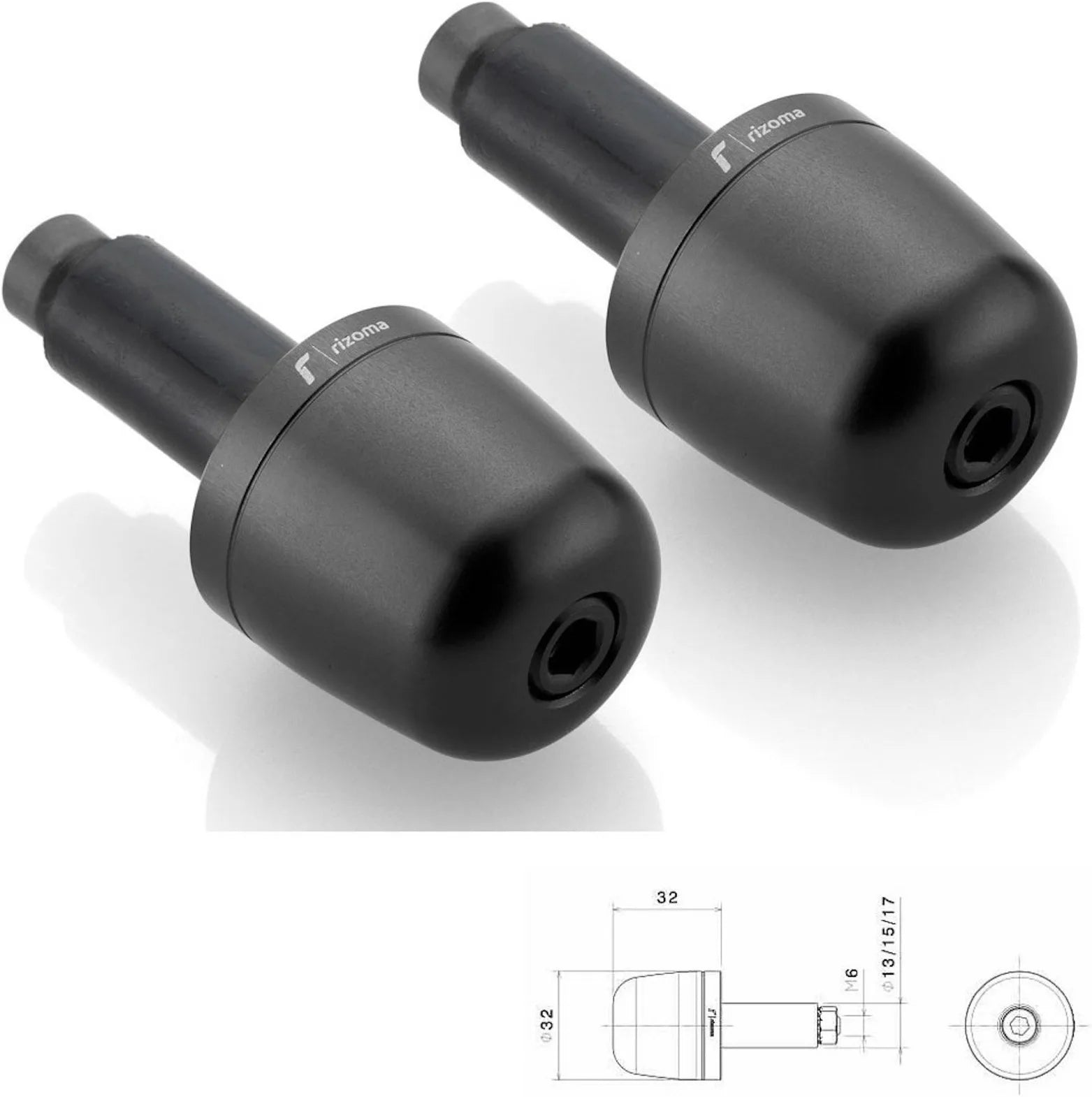 Couple Bar-End Plugs Ma302B - Rizoma Compatible With Suzuki Gsx-S 750 Abs (2018-2019)
