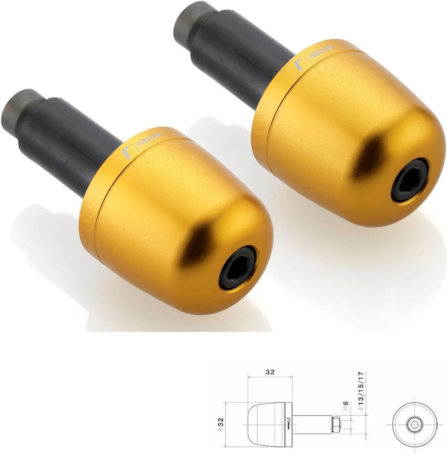 Couple Bar-End Plugs Ma302G - Rizoma Compatible With Ducati Scrambler 800 Full Throttle (2015-2019)