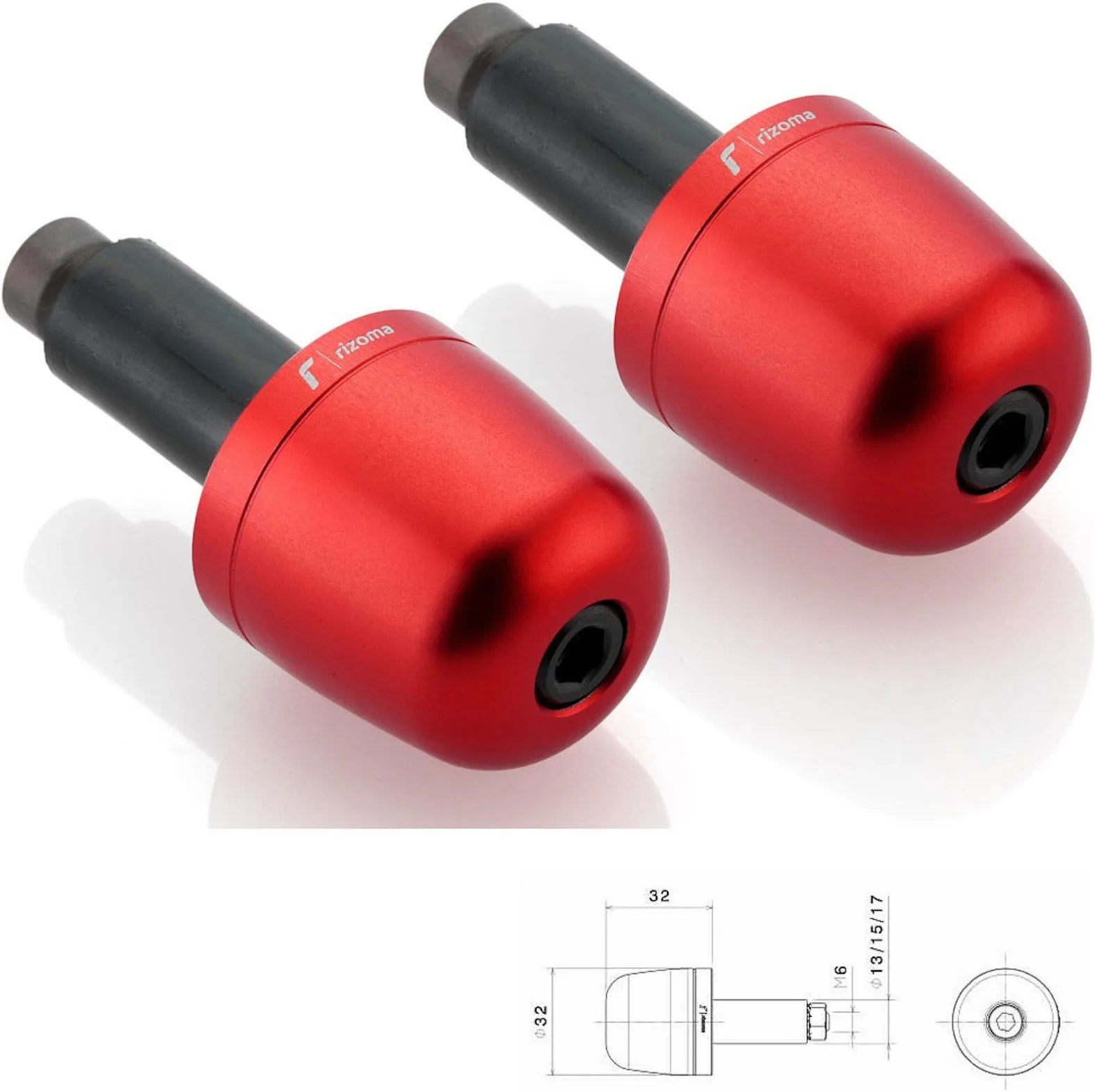 Couple Bar-End Plugs Ma302R - Rizoma Compatible With Ducati Hypermotard 950 Sp (2019)