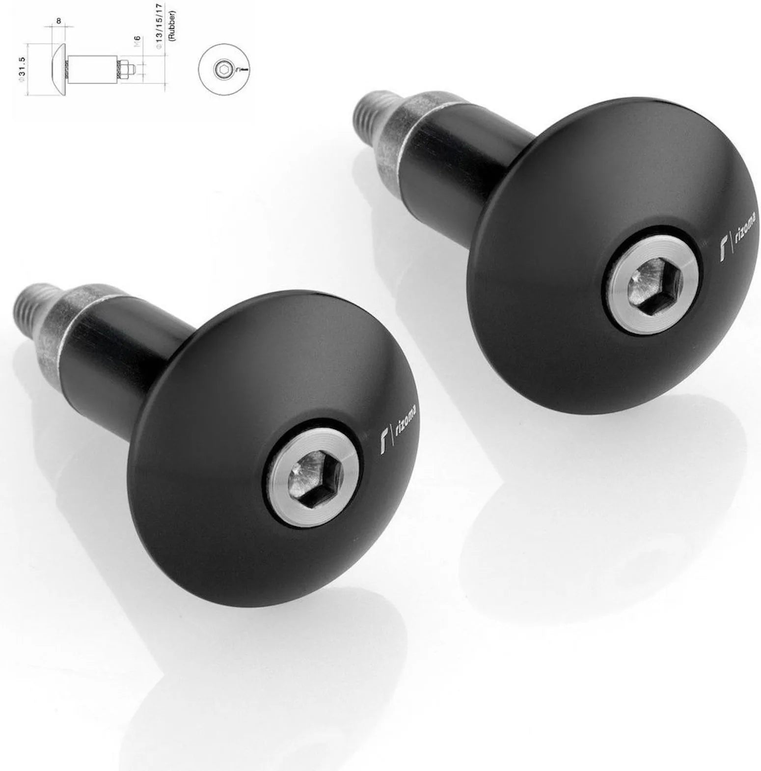 Couple Bar-End Plugs Ma531B - Rizoma Compatible With Suzuki Gsr 600 (2006-2011)