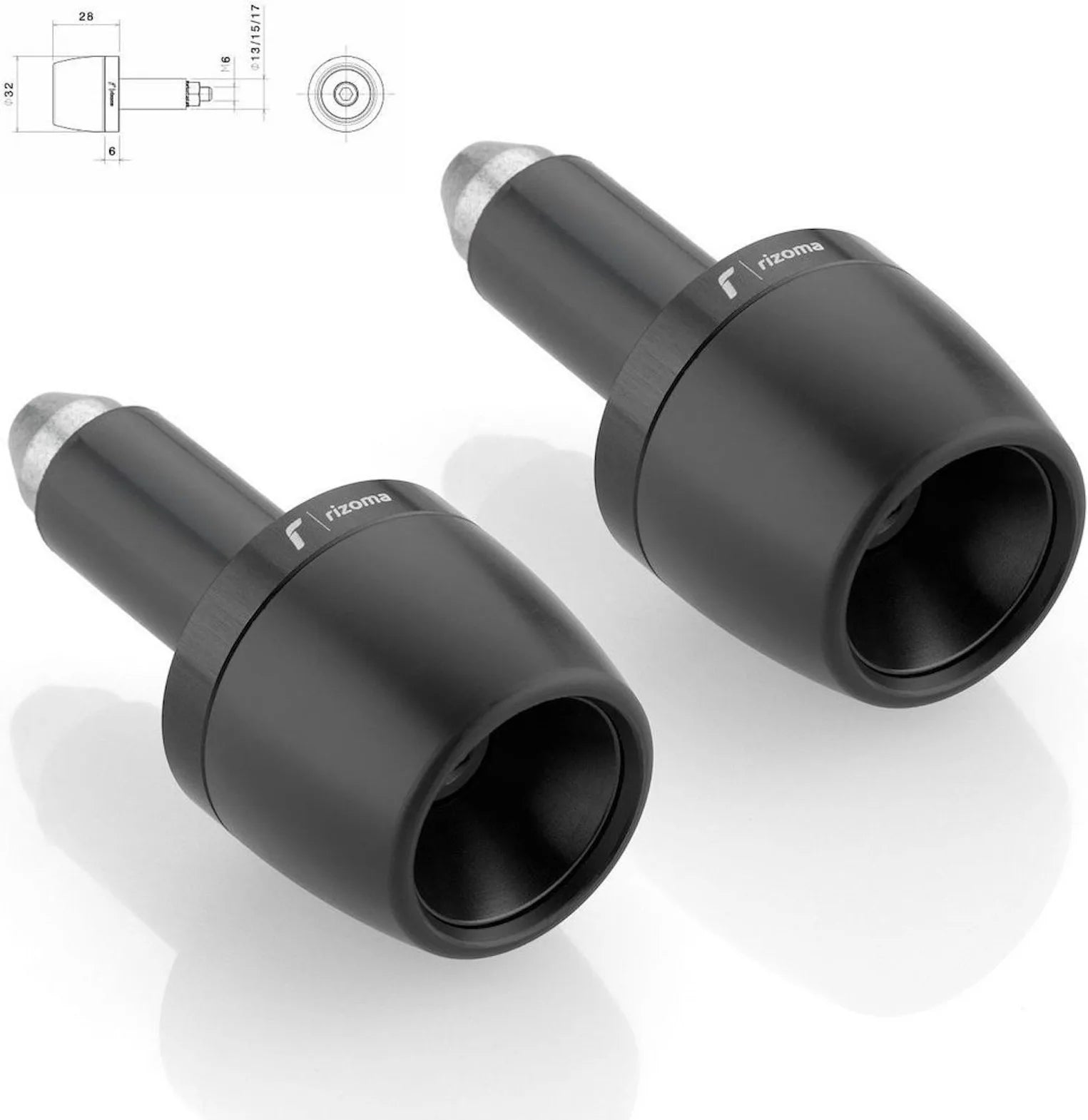 Couple Bar-End Plugs Ma532B - Rizoma Compatible With Ducati Hypermotard 1100 (2007-2009)