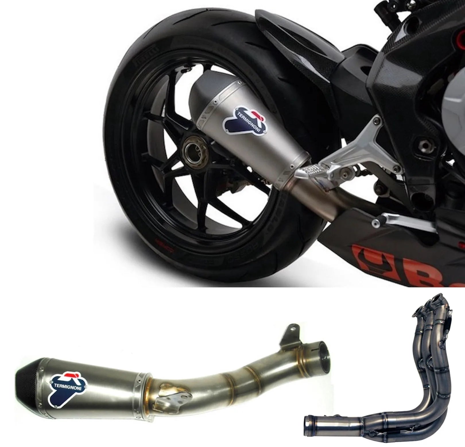 Complete Exhaust System Without Catalytic Converter And Without Sound Certification Relevance Full Titanium Carbon Cap - Termignoni Compatible With Mv Agusta F3 800 (2012-2020)