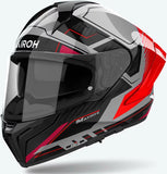 Full-Face Motorcycle Helmet Airoh Matryx - Mxrk55 Composite Carbon Gloss Red Rocket Size S