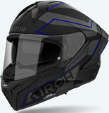 Full-Face Motorcycle Helmet Airoh Matryx - Mxse18 Composite Carbon Matte Blue Sentinel Size S