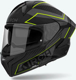 Full-Face Motorcycle Helmet Airoh Matryx - Mxse31 Composite Carbon Matte Yellow Sentinel Size M